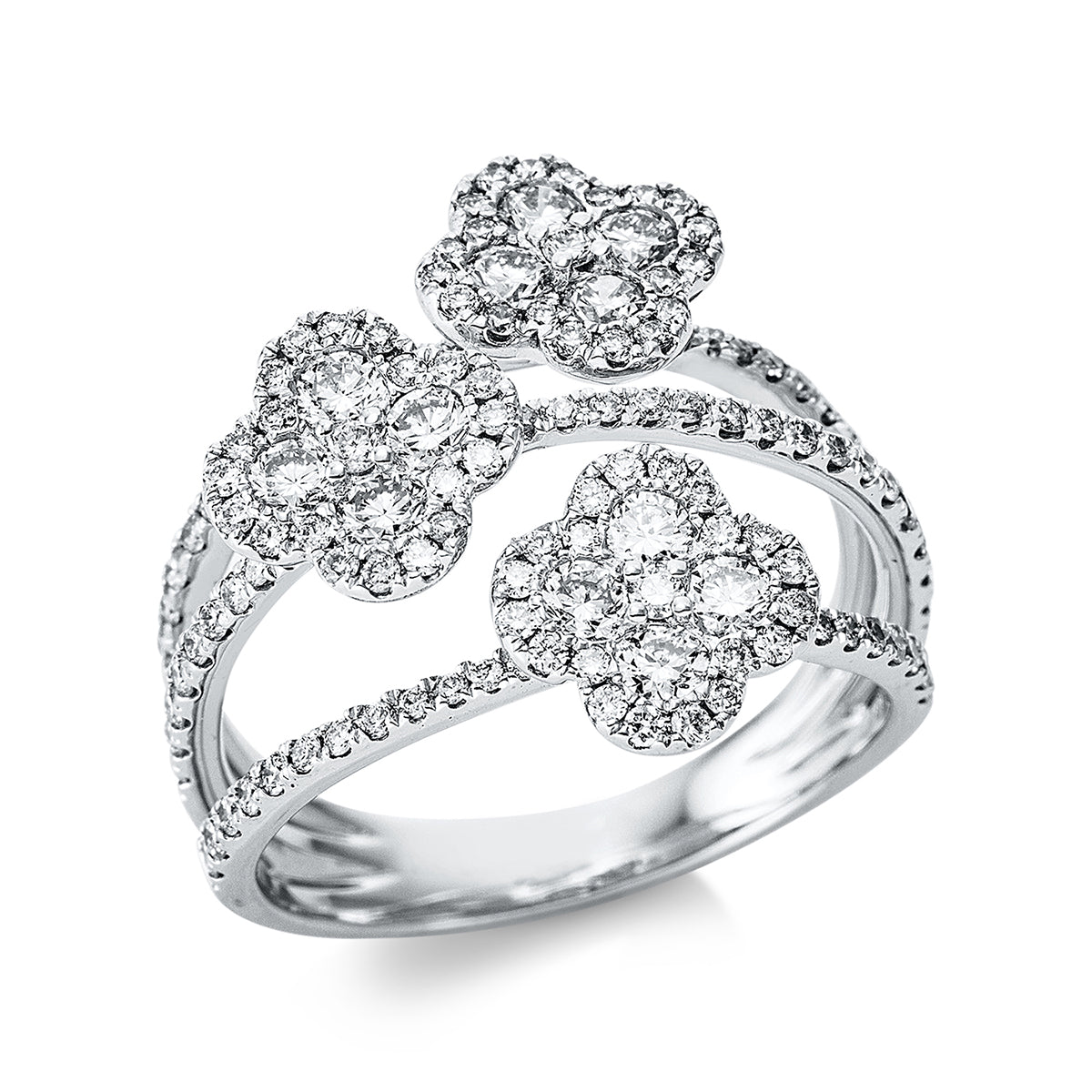 diamond full cut  illusion classic ring in white gold