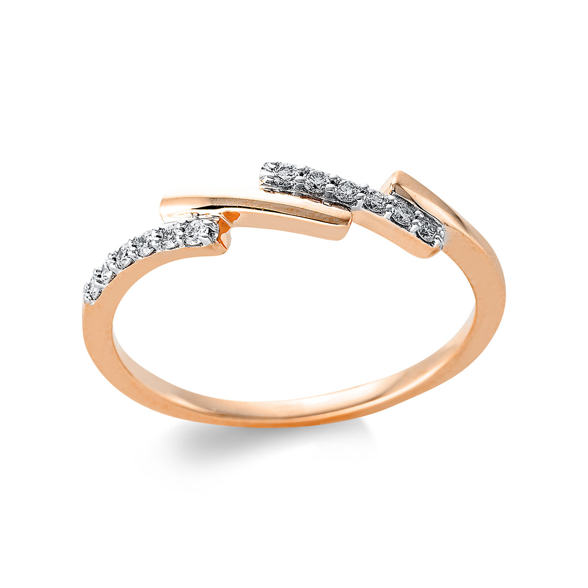 diamond full cut  modern woman ring in red gold