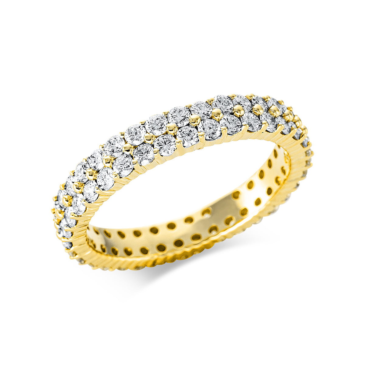 diamond full cut  eternity full ring in yellow gold