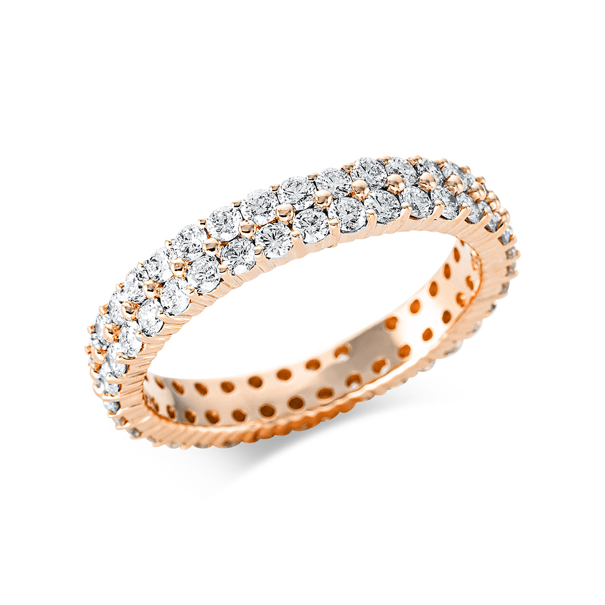 diamond full cut  eternity full ring in red gold