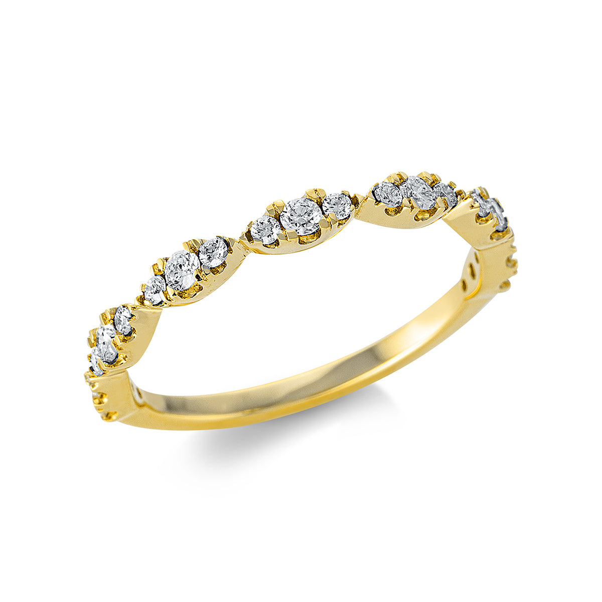 diamond full cut  modern woman ring in yellow gold