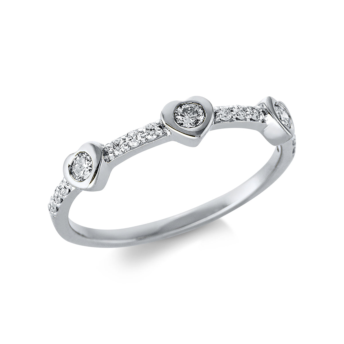 diamond full cut  heart ring in white gold