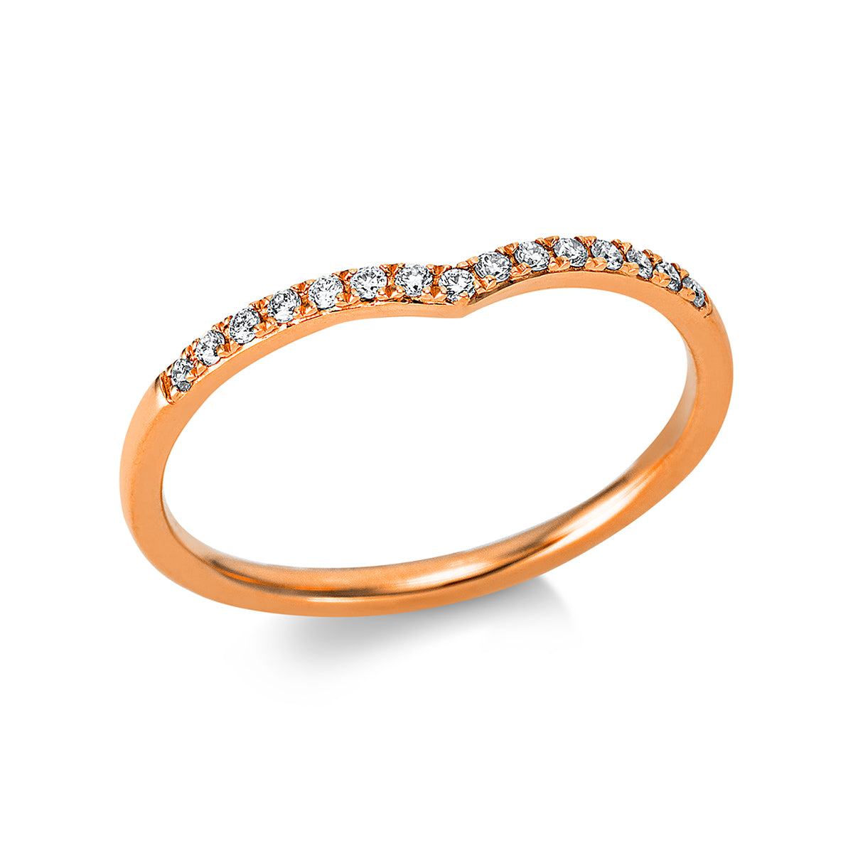 diamond full cut  modern woman ring in red gold