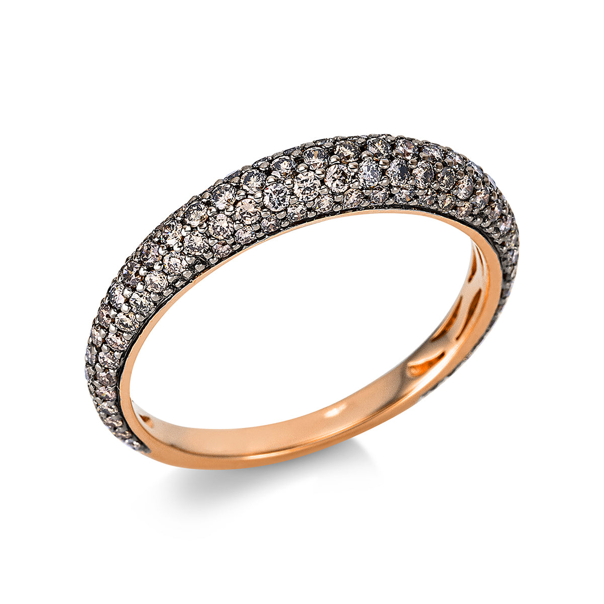 diamond full cut  pavé ring in red gold