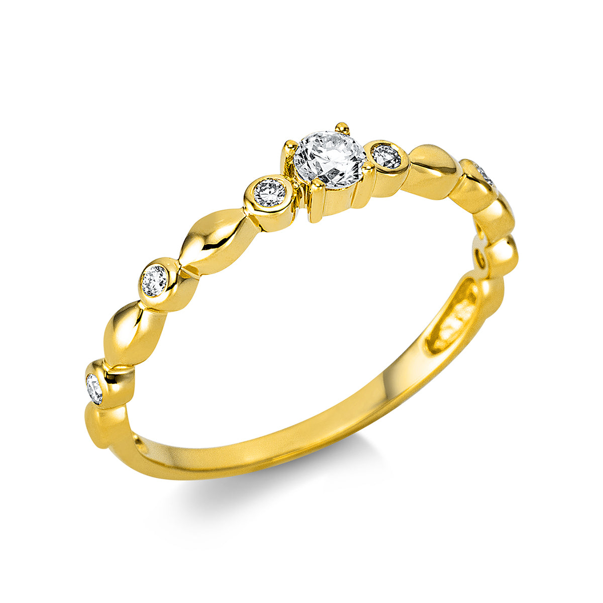 diamond full cut  modern woman ring in yellow gold