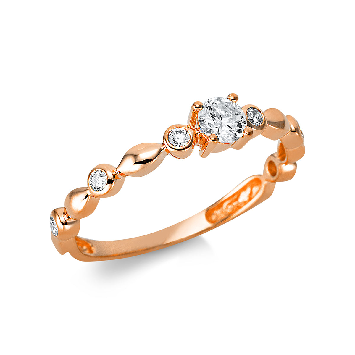 diamond full cut  modern woman ring in red gold