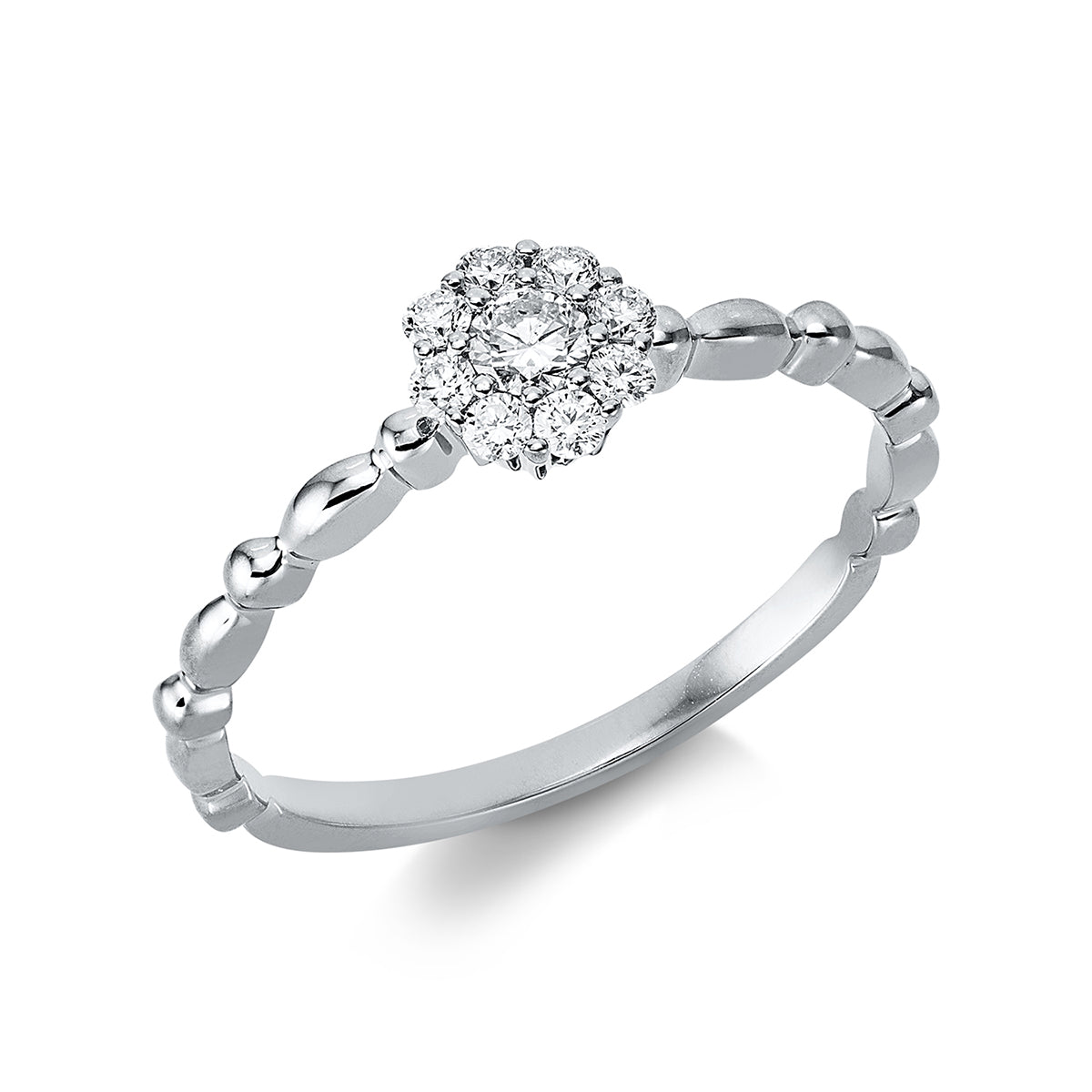 diamond full cut  illusion classic ring in white gold