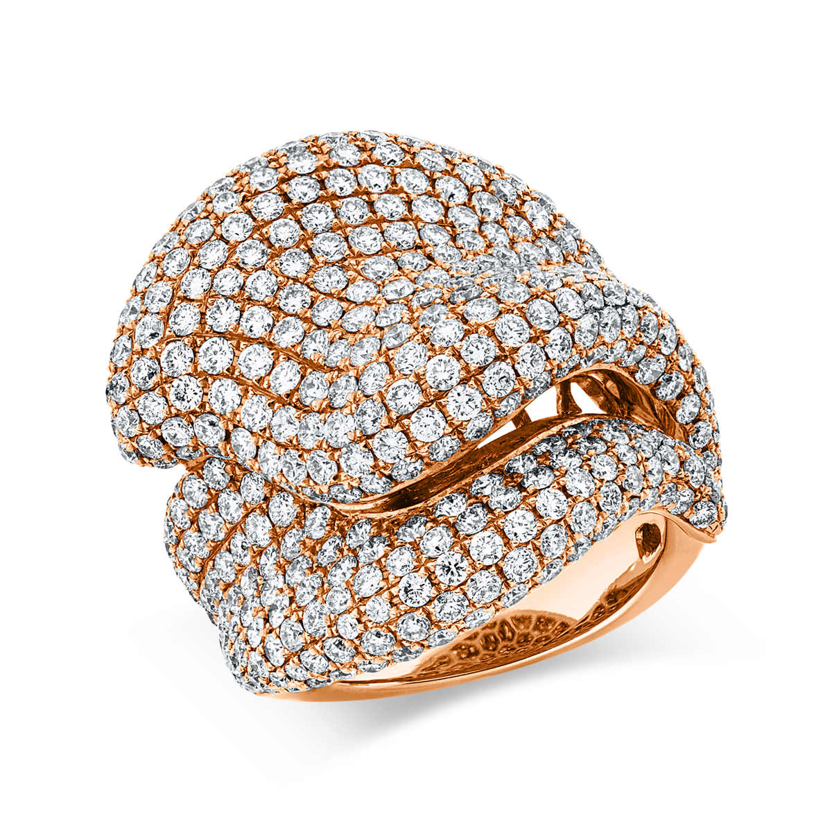 diamond full cut  pavé ring in red gold