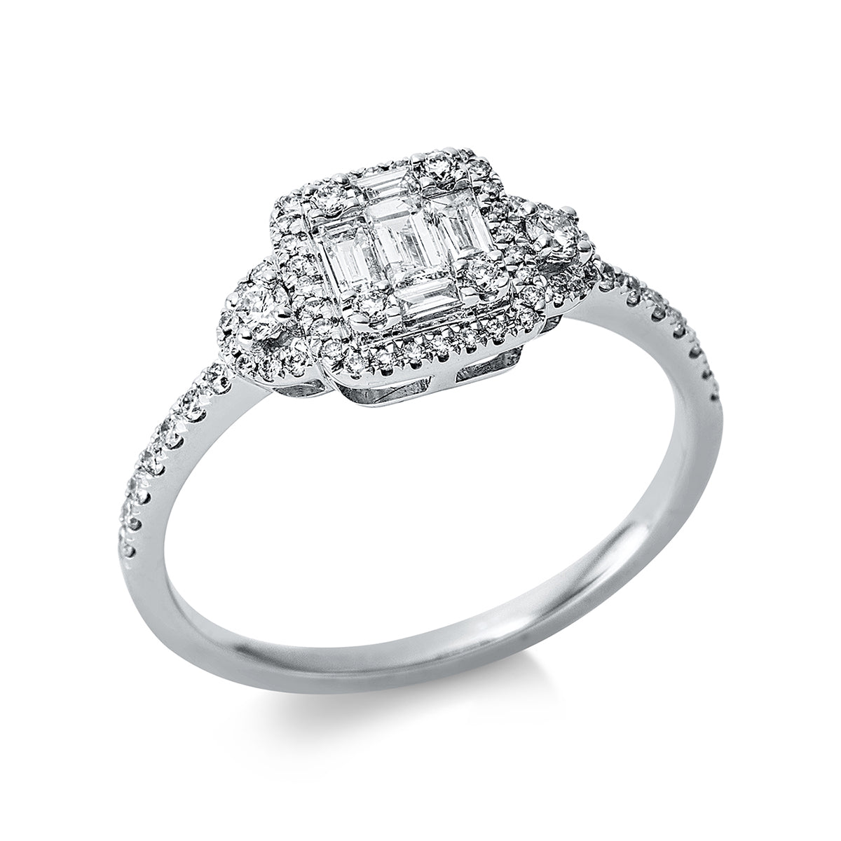 diamond full cut  illusion classic ring in white gold