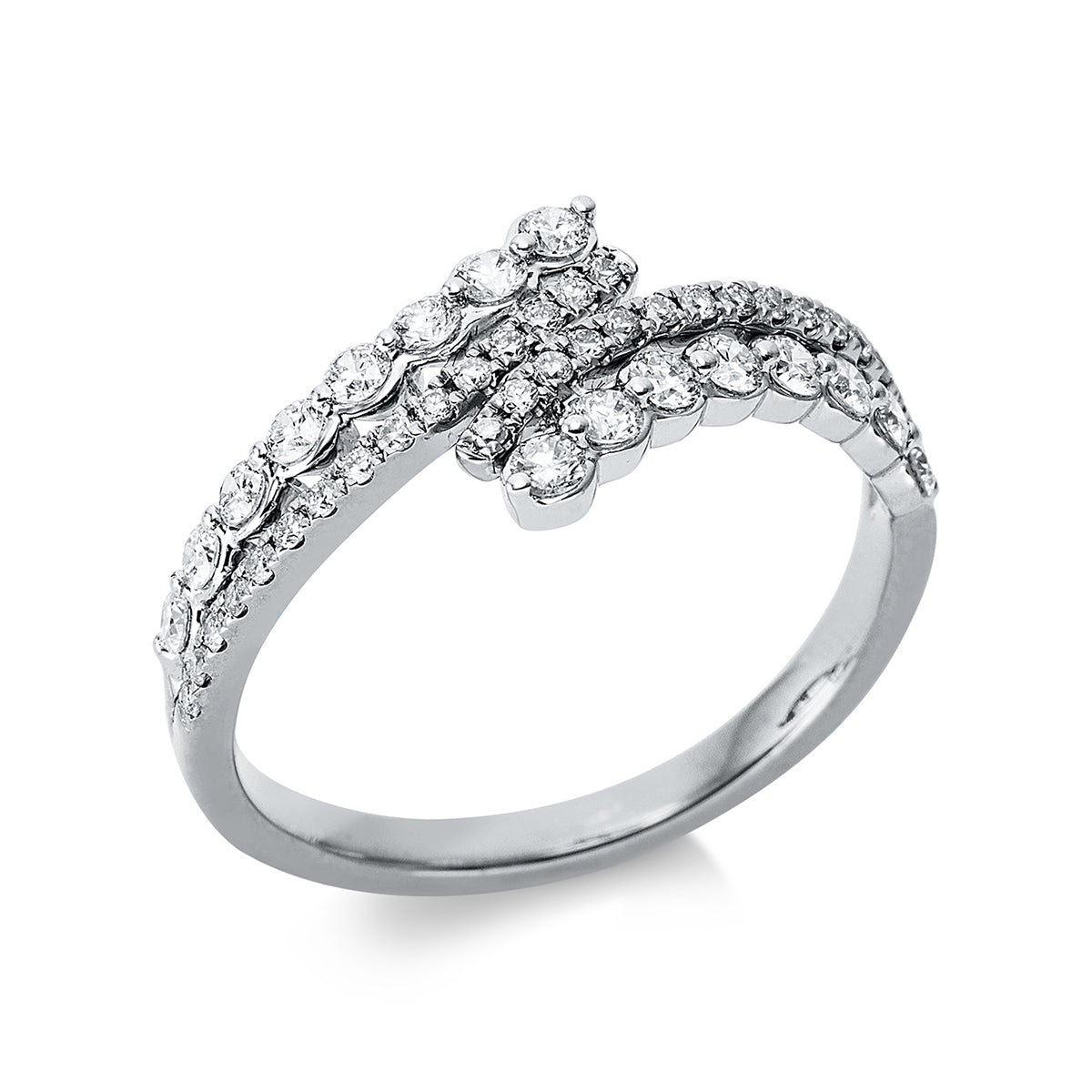 diamond full cut  modern woman ring in white gold