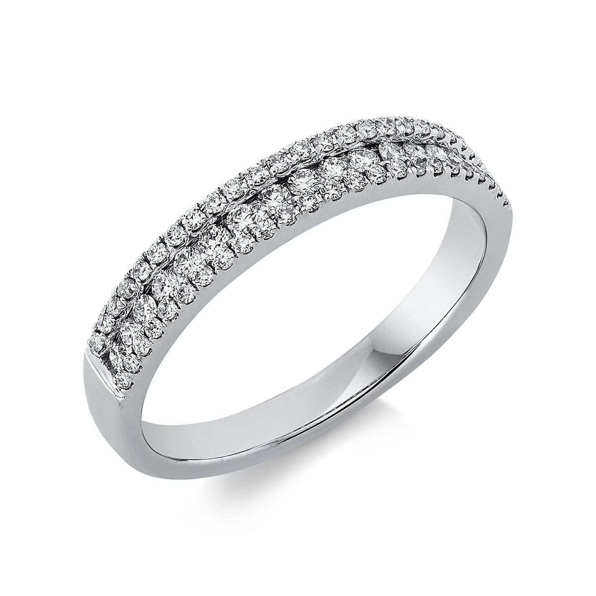 diamond full cut  modern woman ring in white gold