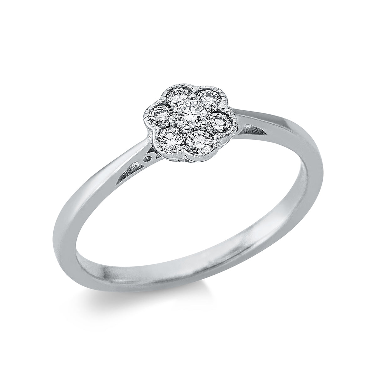 diamond full cut  illusion classic ring in white gold