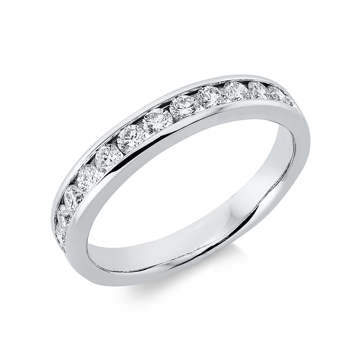 diamond full cut  eternity half ring in white gold