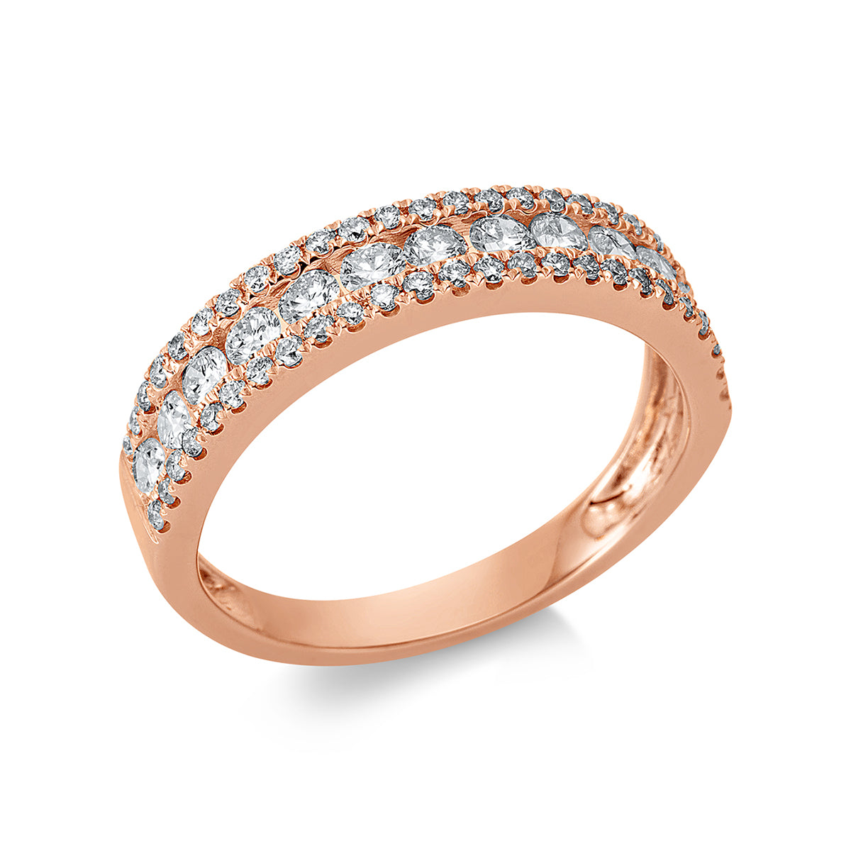 diamond full cut  modern woman ring in red gold