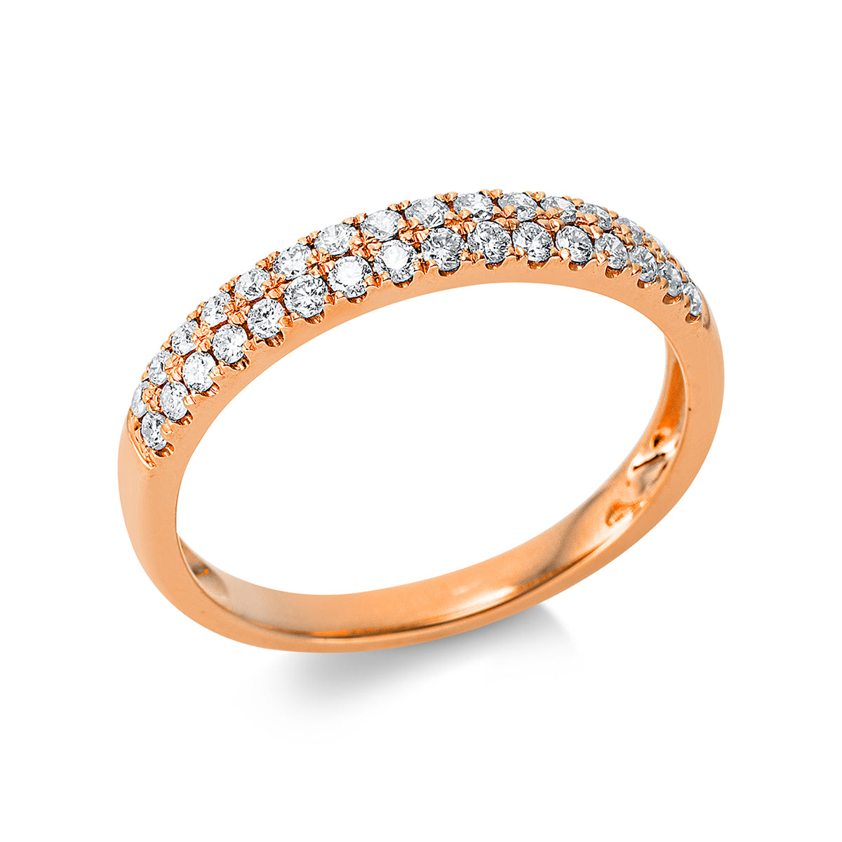 diamond full cut  eternity half ring in red gold
