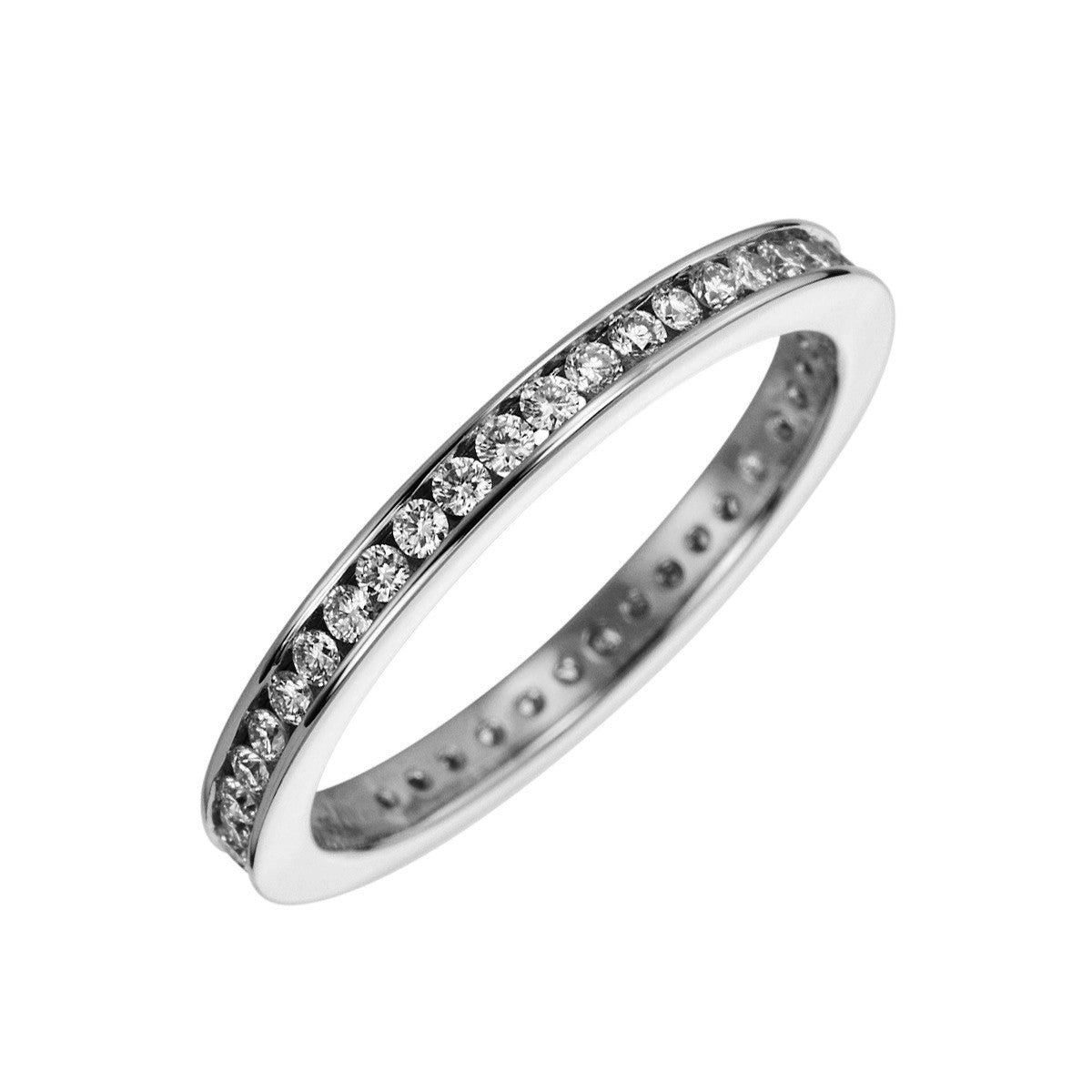 diamond full cut  eternity full ring in white gold