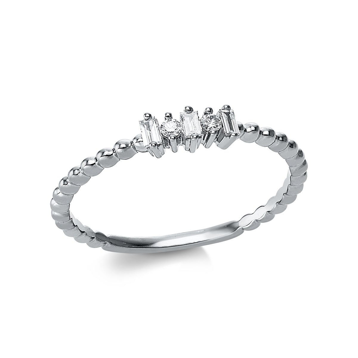 diamond full cut  baguette ring in white gold