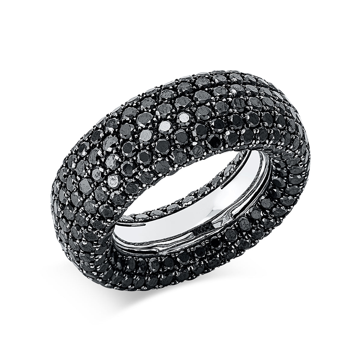 diamond full cut  pavé ring in white gold