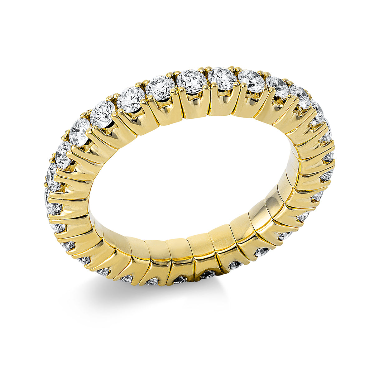 diamond full cut  flex ring in yellow gold