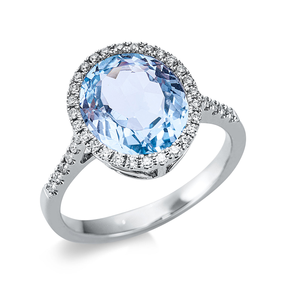 diamond full cut topaz colored stone fashion ring in white gold