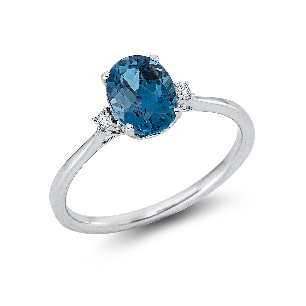 diamond full cut topaz colored stone fashion ring in white gold