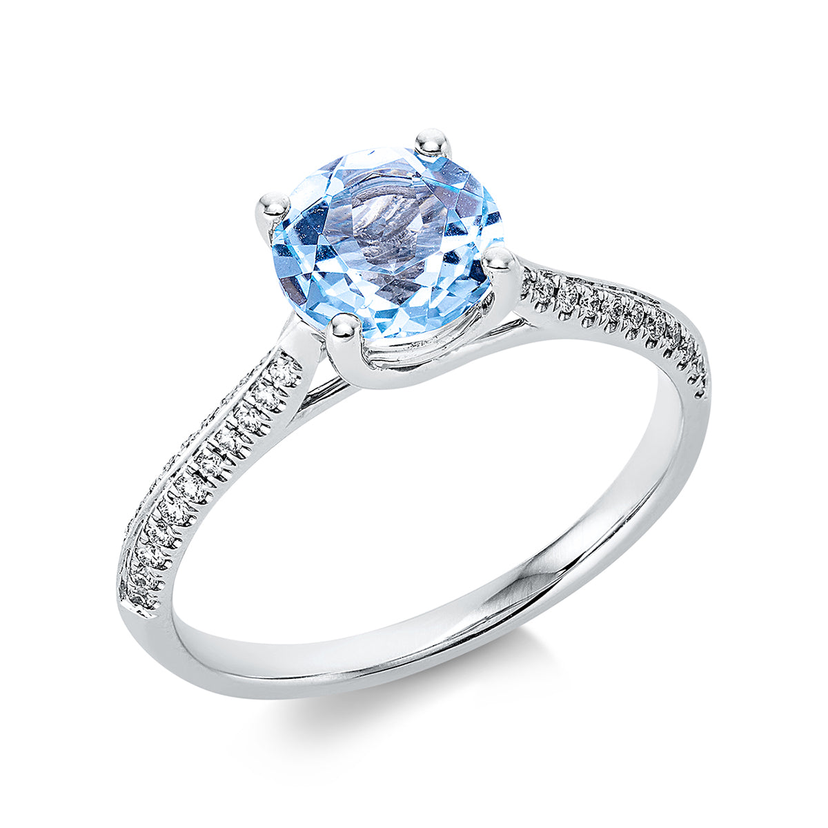 diamond full cut topaz colored stone fashion ring in white gold