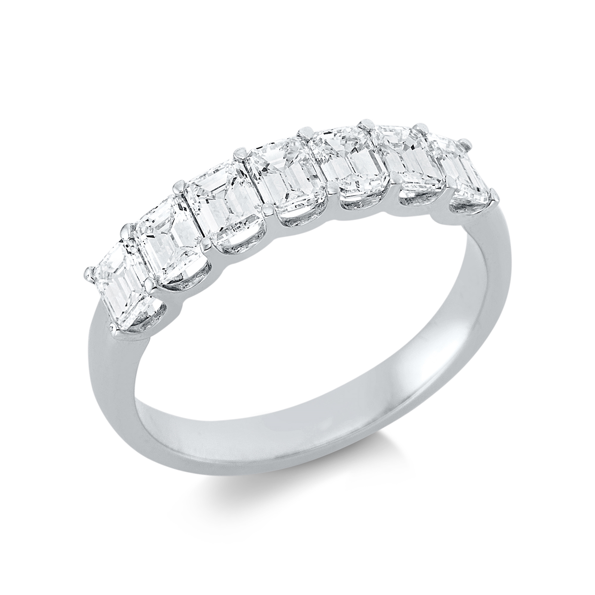 emerald cut  eternity half ring in white gold
