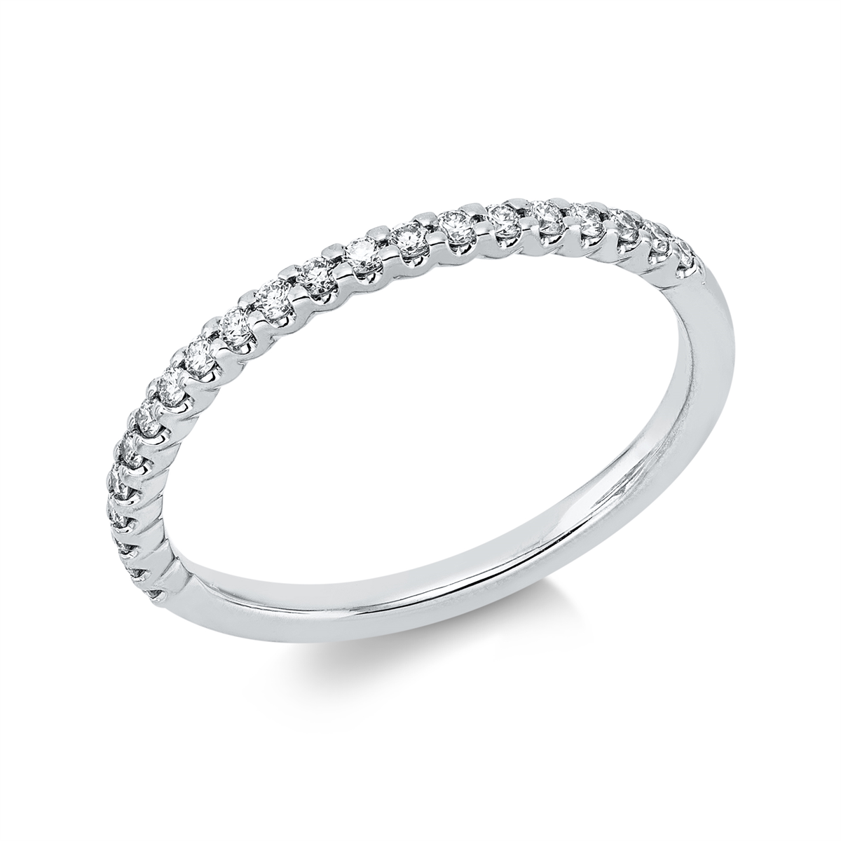 diamond full cut  eternity half ring in white gold