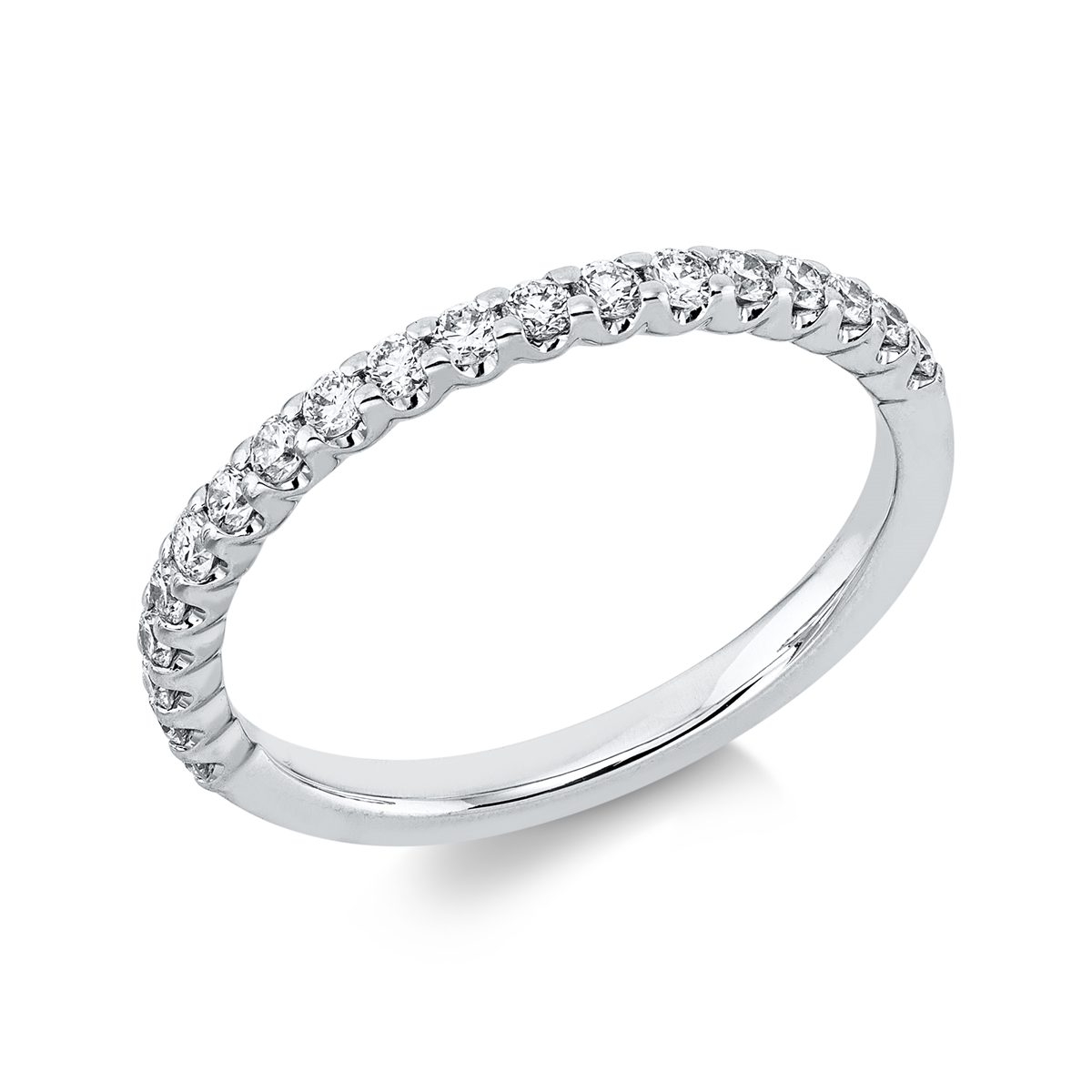 diamond full cut  eternity half ring in white gold