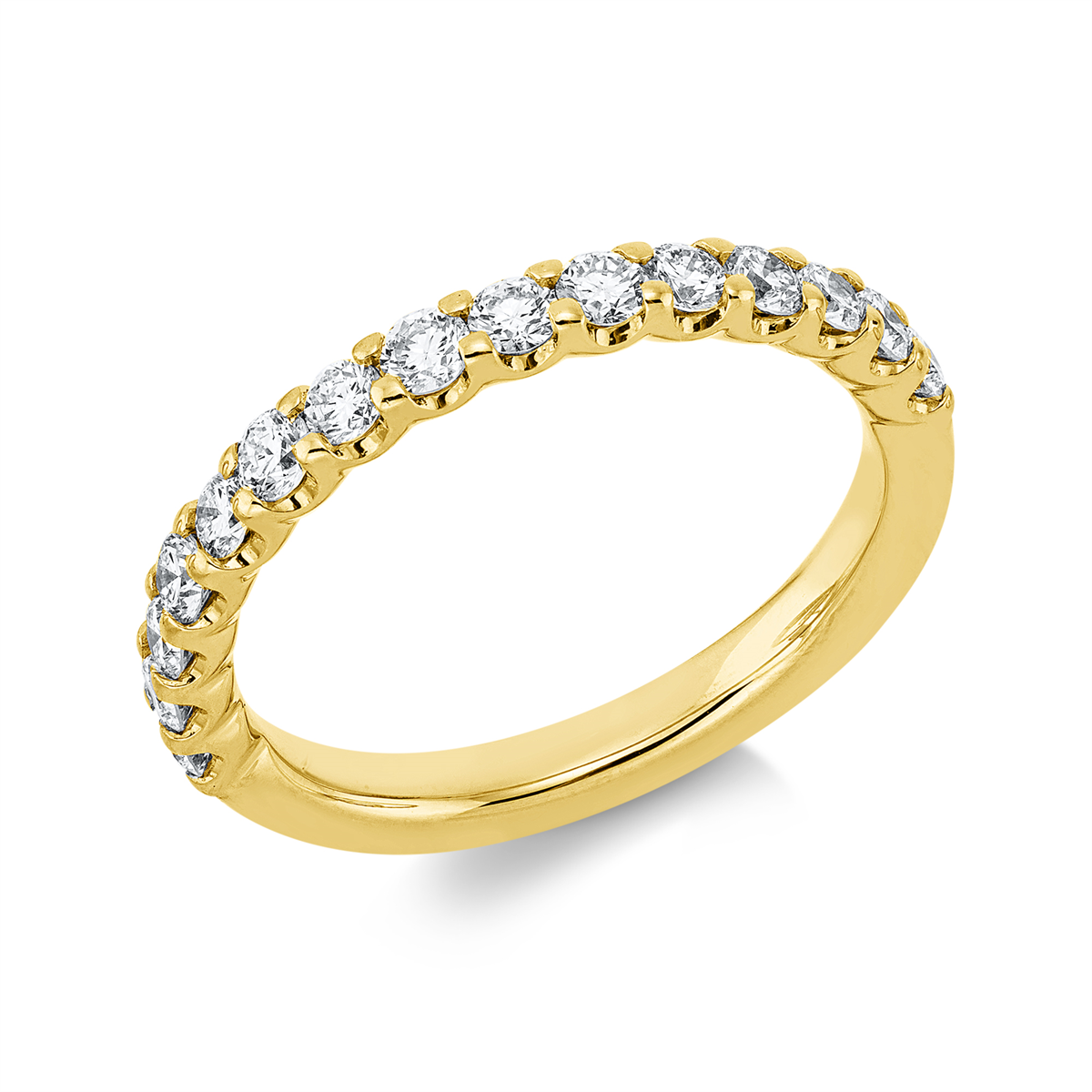 diamond full cut  eternity half ring in yellow gold