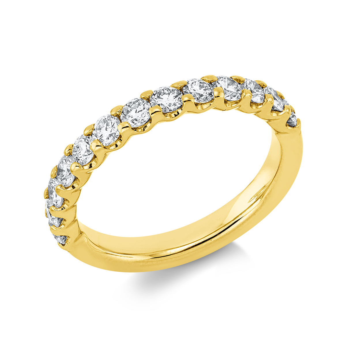 diamond full cut  eternity half ring in yellow gold