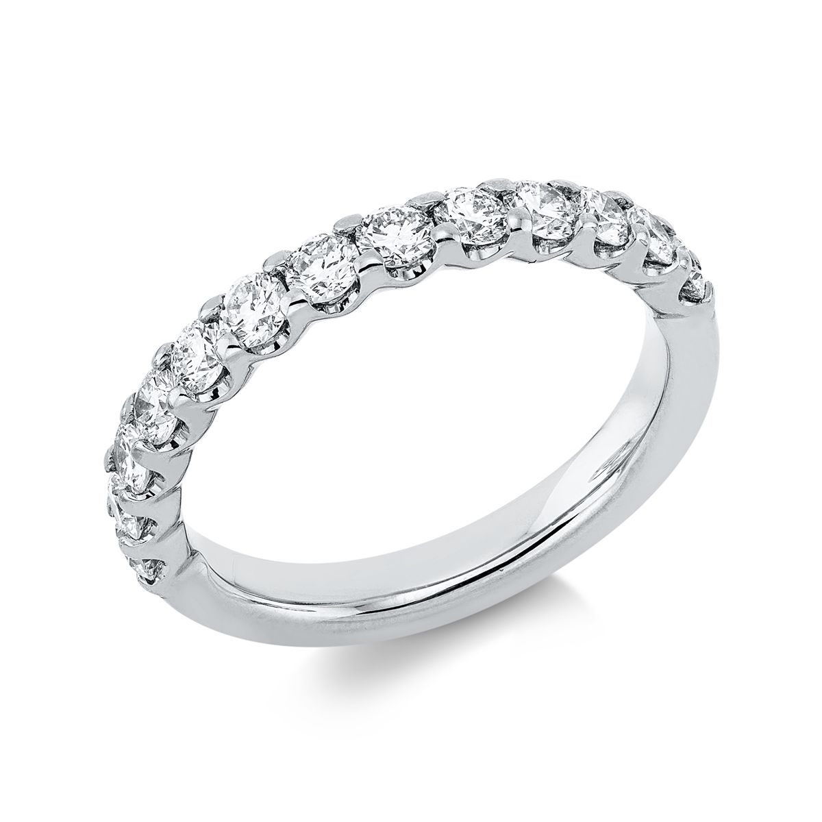 diamond full cut  eternity half ring in white gold