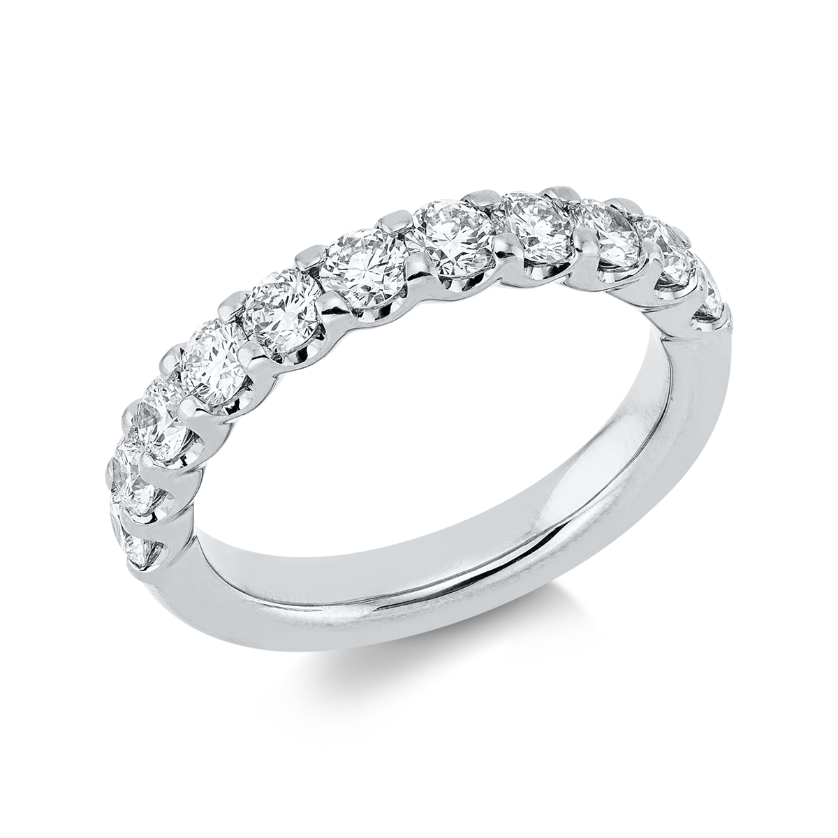 diamond full cut  eternity half ring in white gold