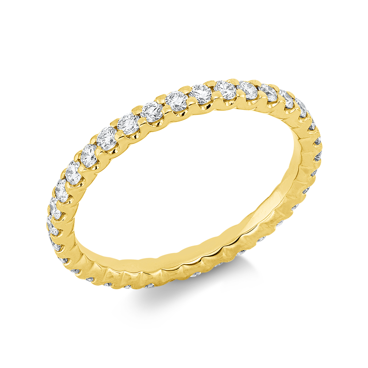 diamond full cut  eternity full ring in yellow gold