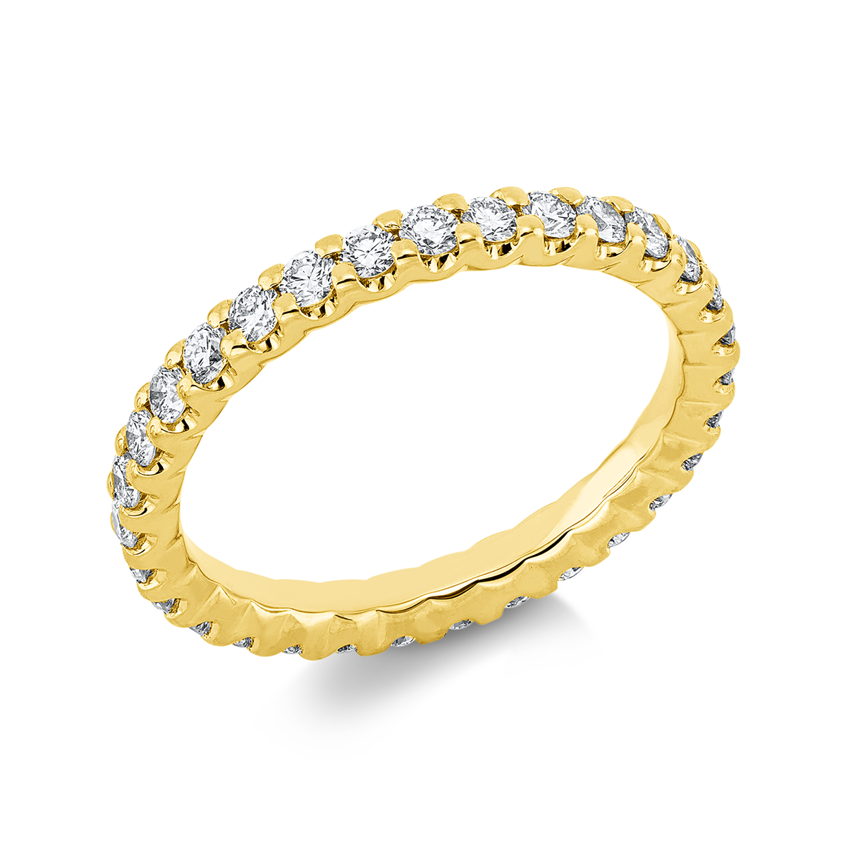 diamond full cut  eternity full ring in yellow gold