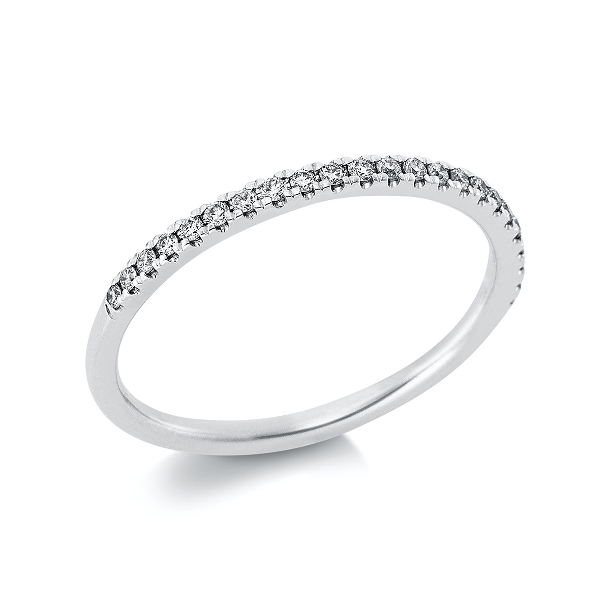 diamond full cut  eternity half ring in white gold