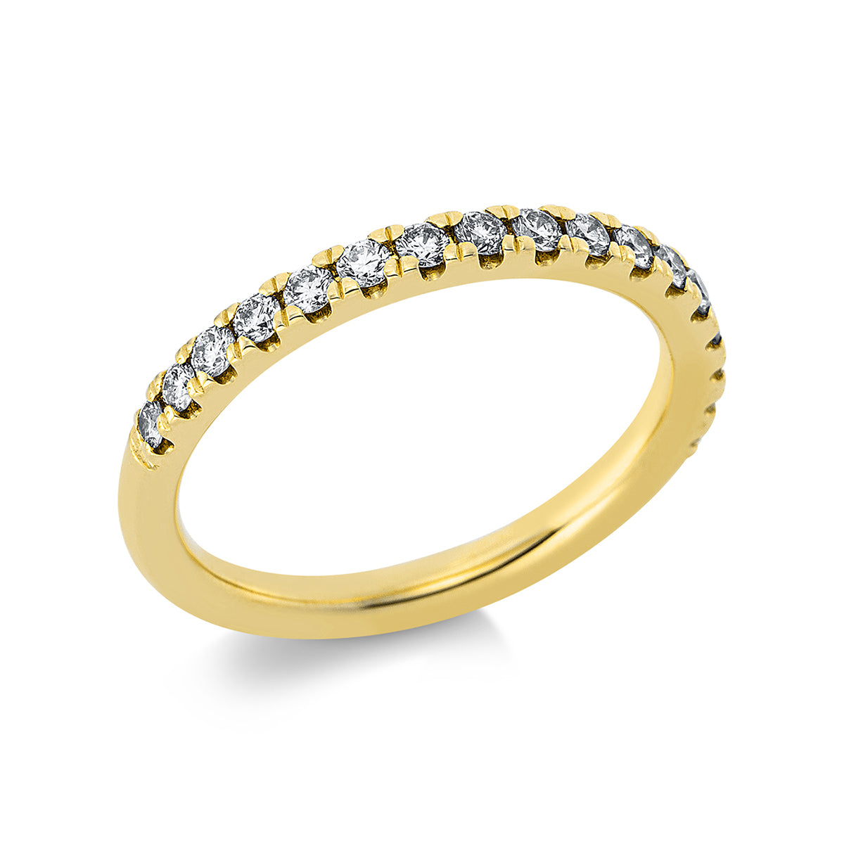 diamond full cut  eternity half ring in yellow gold