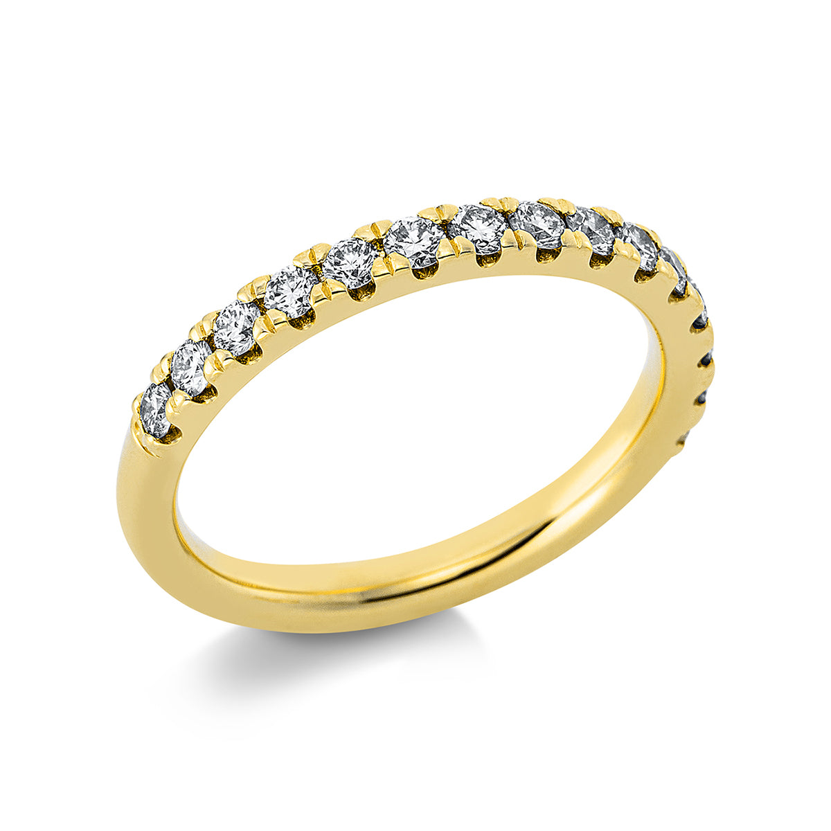 diamond full cut  eternity half ring in yellow gold