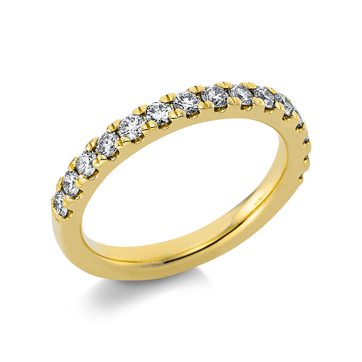 diamond full cut  eternity half ring in yellow gold