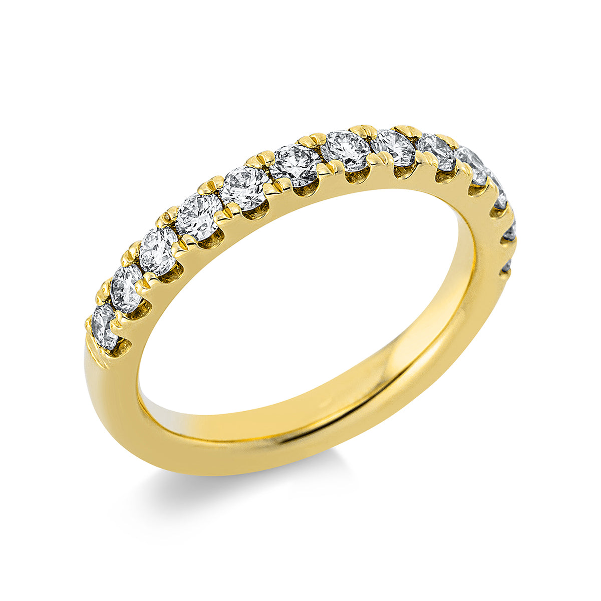 diamond full cut  eternity half ring in yellow gold