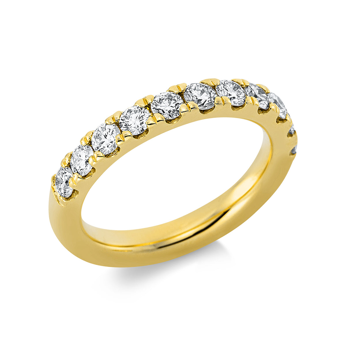 diamond full cut  eternity half ring in yellow gold