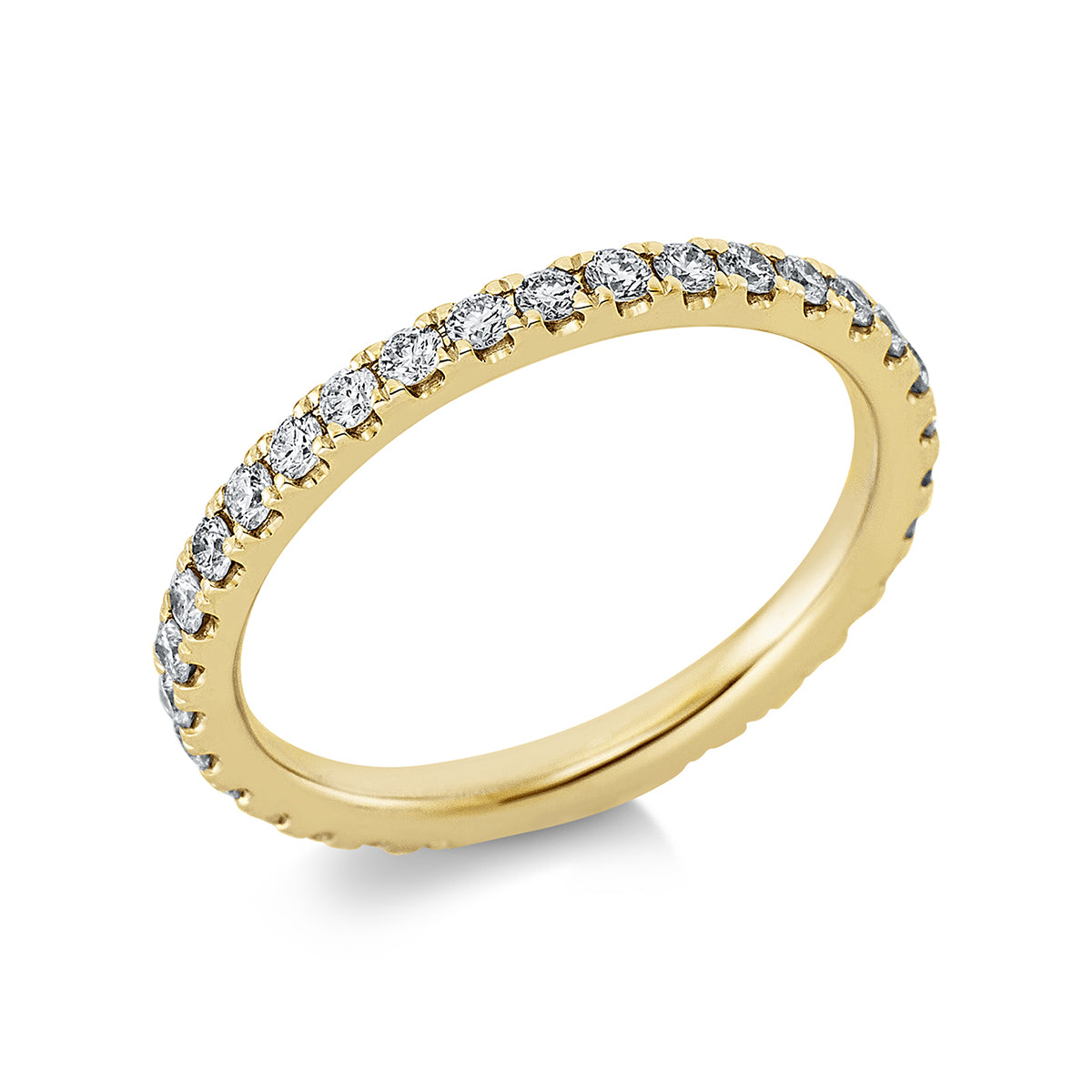 diamond full cut  eternity full ring in yellow gold