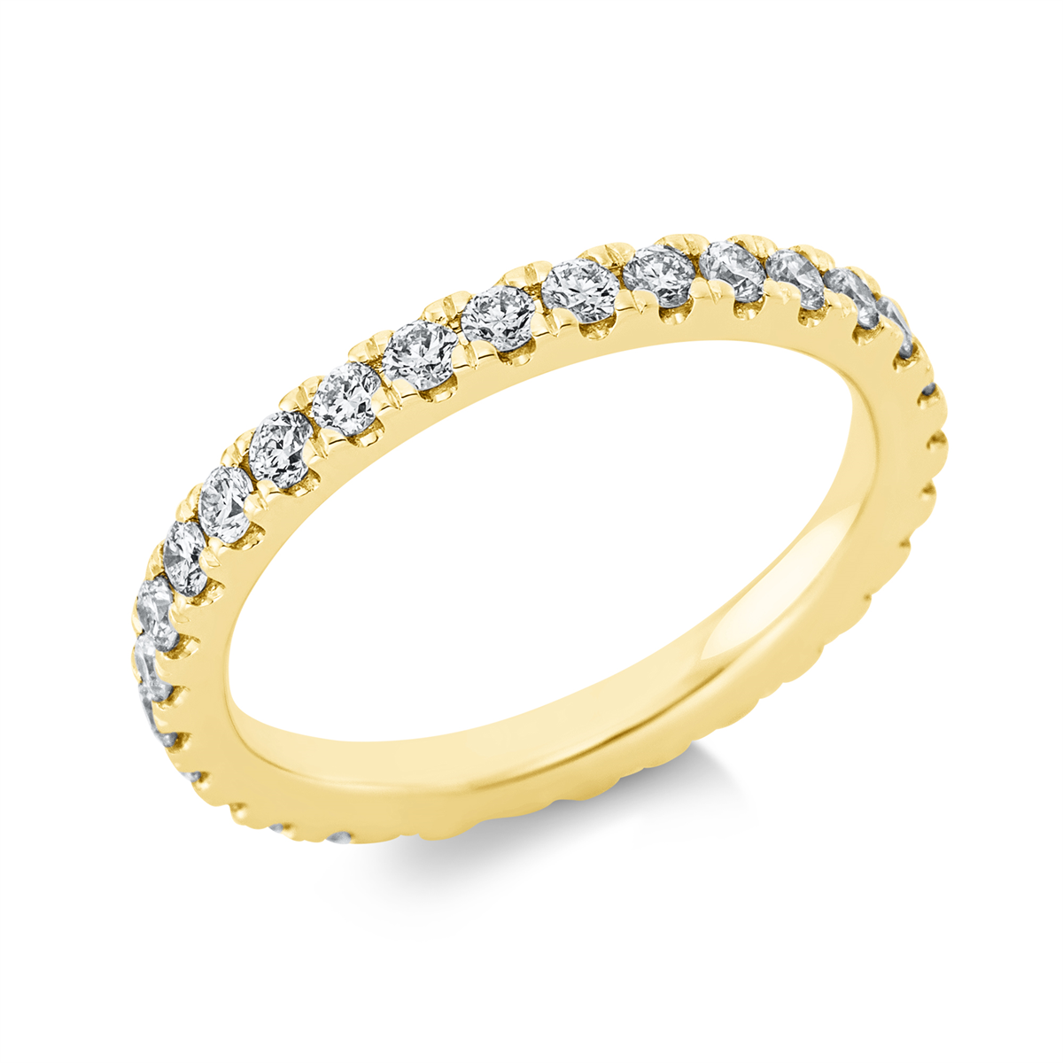 diamond full cut  eternity full ring in yellow gold