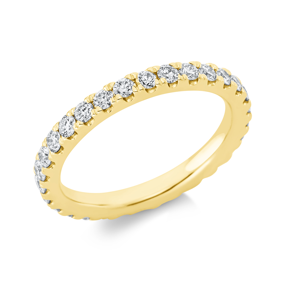 diamond full cut  eternity full ring in yellow gold