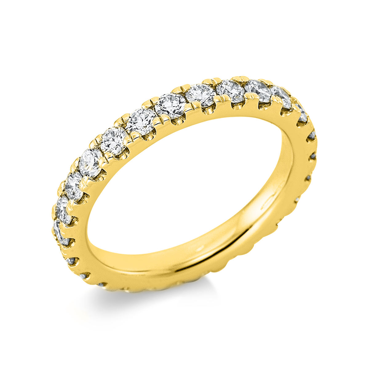 diamond full cut  eternity full ring in yellow gold
