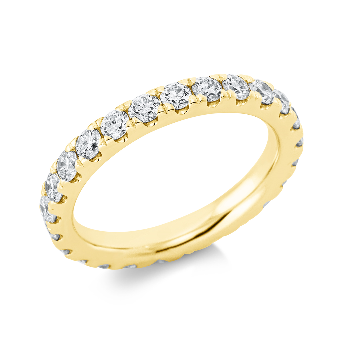 diamond full cut  eternity full ring in yellow gold