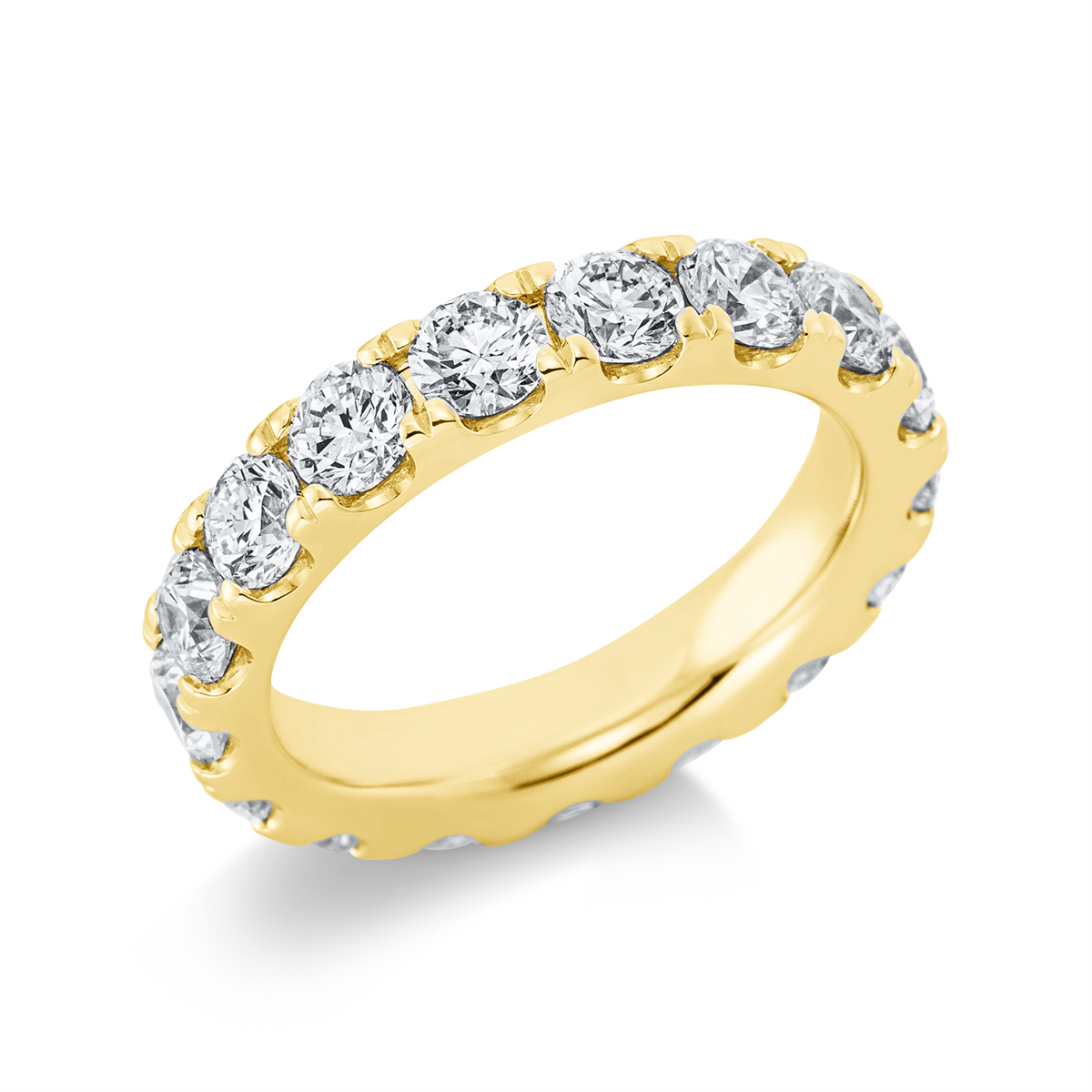 diamond full cut  eternity full ring in yellow gold