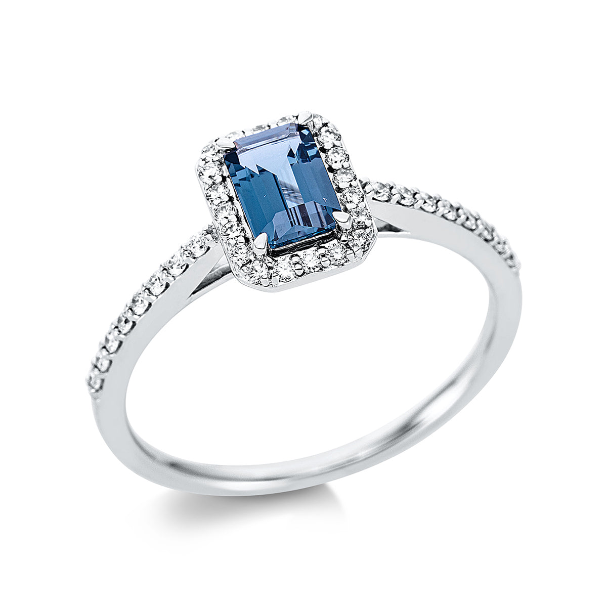 diamond full cut topaz colored stone fashion ring in white gold