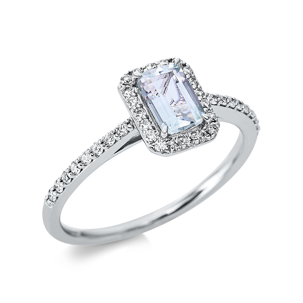 diamond full cut amethyst colored stone fashion ring in white gold