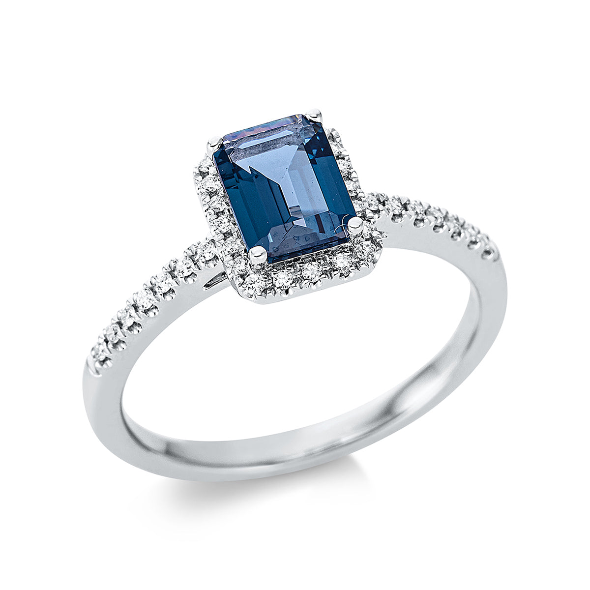 diamond full cut topaz colored stone fashion ring in white gold